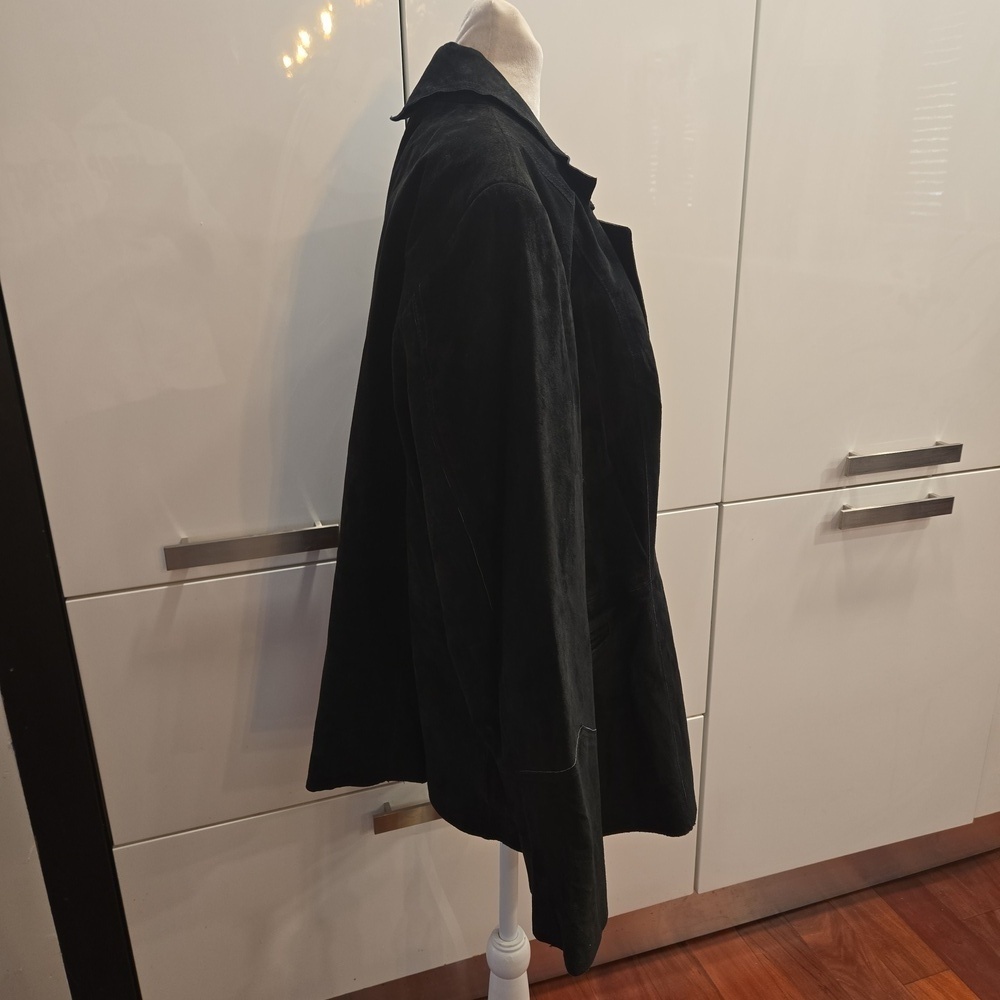 VTG Black Suede Leather Womens Western Boho Blazer Jacket Size XL XXL - Picture 4 of 10